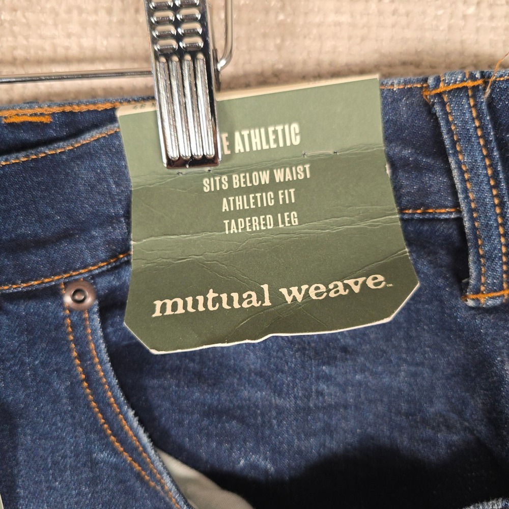 Mutual Weave Mens The Athletic Fit Tapered Leg Jeans 46x29 Indigo Dark NWT - Picture 5 of 11